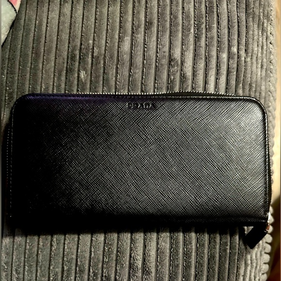 PRADA Saffiano Leather Zip Around Long Wallet/ - Picture 1 of 5